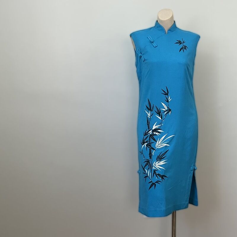 60s Painted Bamboo Sheath Dress Vintage    Medium - product image  