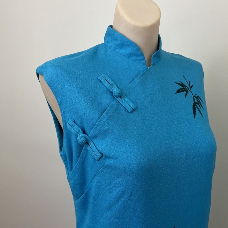 60s Painted Bamboo Sheath Dress Vintage    Medium - product image  