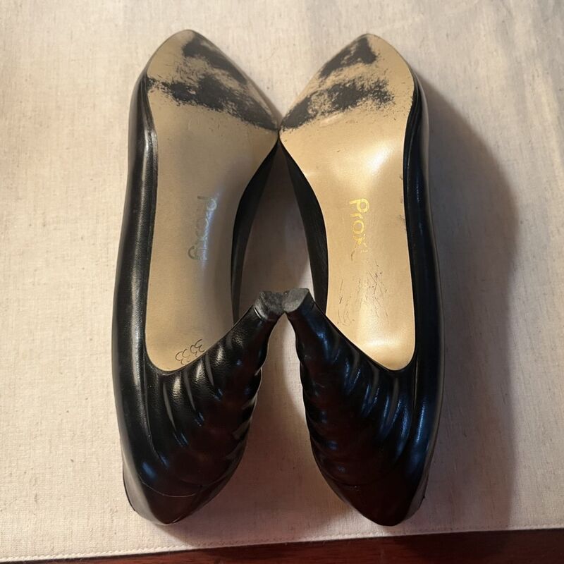 Vintage 80s PROXY Black Sculptural High Heel Shoes   8N - product image  