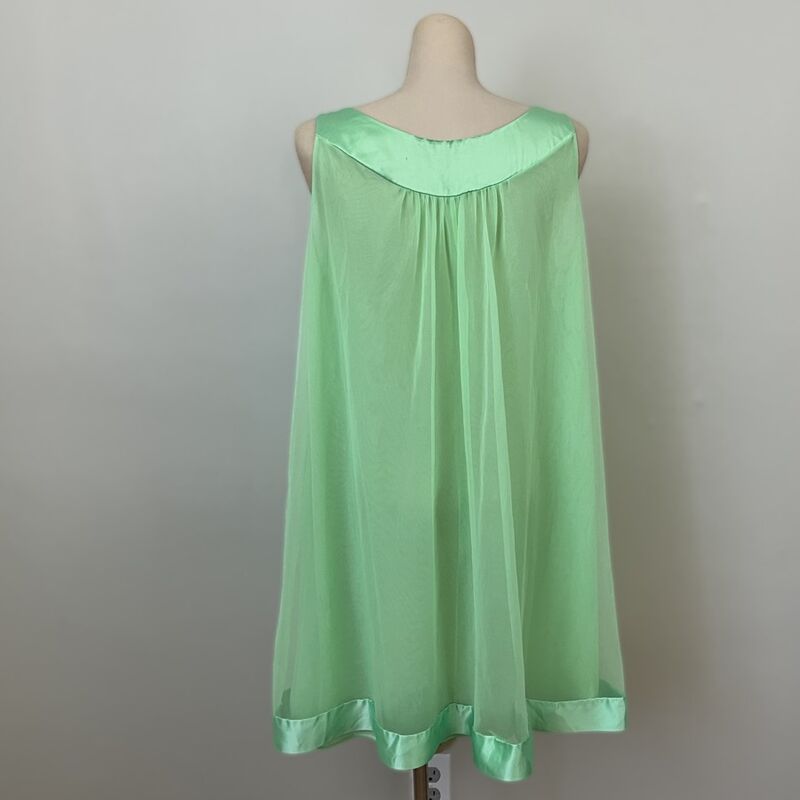 60s Vintage GOSSARD ARTEMIS Satin Chiffon Spring Green Nightgown  M/L - product image  