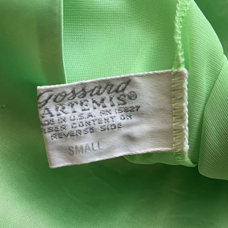 60s Vintage GOSSARD ARTEMIS Satin Chiffon Spring Green Nightgown  M/L - product image  
