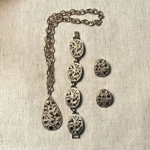 Vintage,50s,SARAH,COVENTRY,SULTANA,PARURE,SET,vintage, 1959, 1950s, Sarah Coventry, necklace, bracelet, earrings, parure, Sultana, set, gift, collectible, Pretty Sweet Vintage