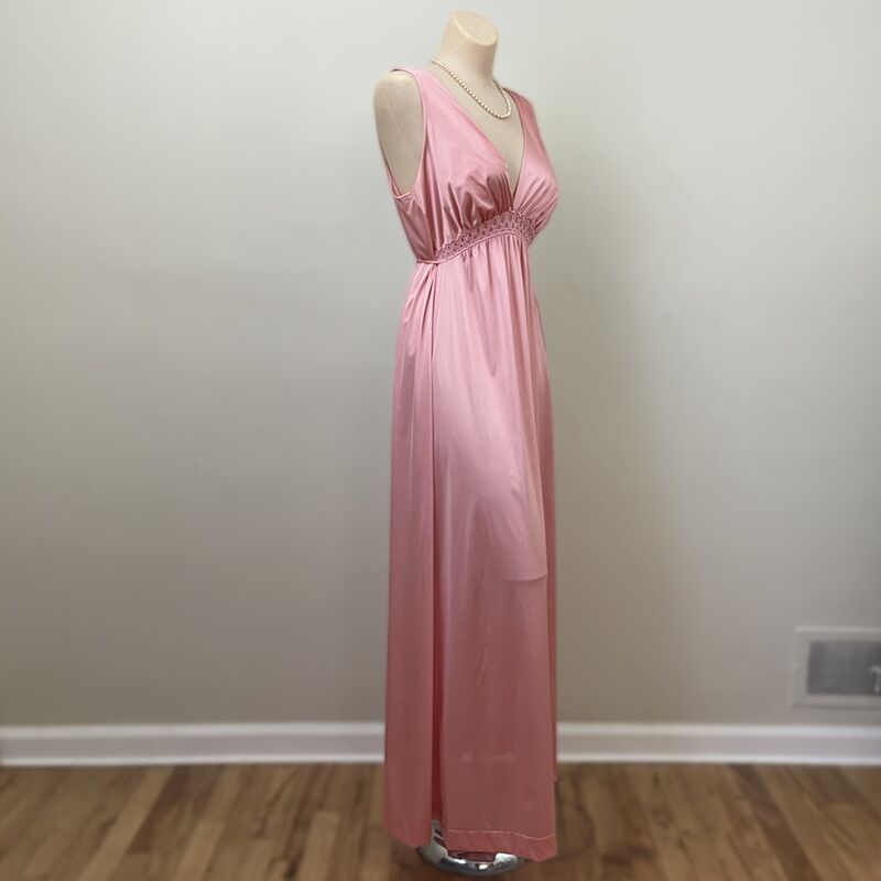 70s Vintage VANITY FAIR Glossy Pink Empire Long Nightgown  Medium - product image  