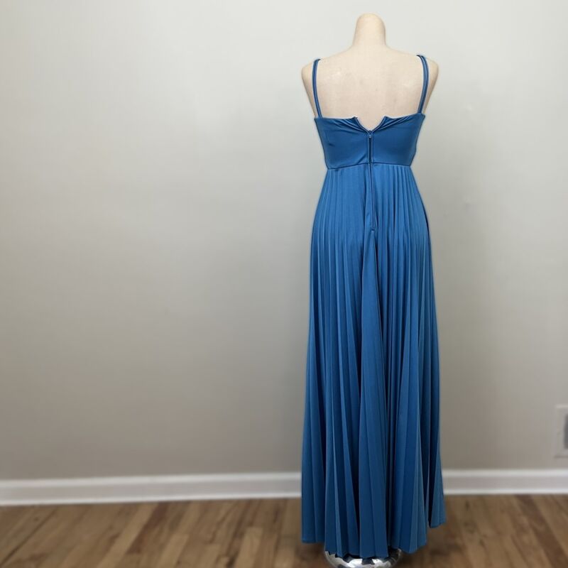 70s 80s Vintage Azure Blue Pleated Long Party Dress   XXS - product image  