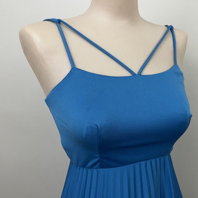 70s 80s Vintage Azure Blue Pleated Long Party Dress   XXS - product image  
