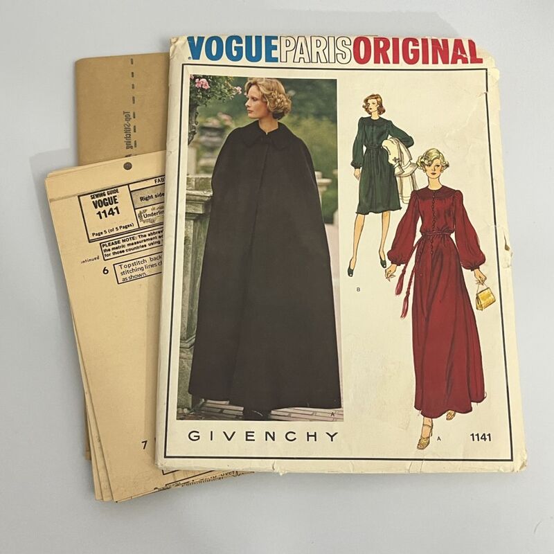 70s Vintage Vogue Pattern 1141 Givenchy Dress & Cape  Small - product image  
