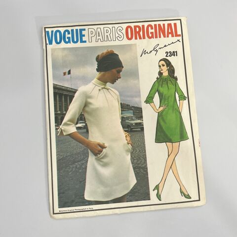 70s,Vintage,Vogue,Paris,Original,MOLYNEUX,Dress,Pattern,No.,2341,Small,1960s, 1970s, vintage, pattern, Vogue, Paris Original, Molyneux, designer, dress, rare, uncut, factory folds, Pretty Sweet Vintage