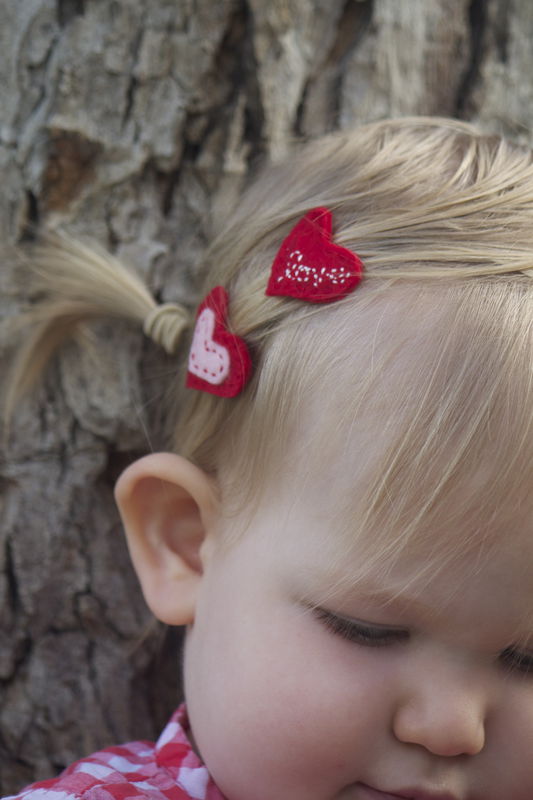 Valentine's Day Heart Felt Hair Clips - Set of 3 - product image  