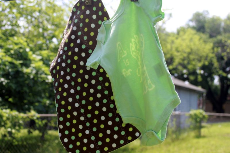 A is for Asparagus gift set- hand dyed onesie and contoured burp cloth - product image  