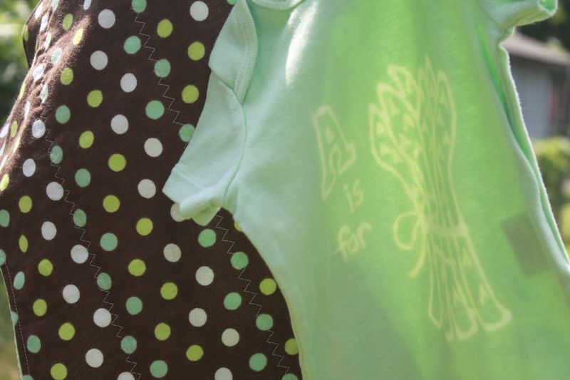 A is for Asparagus gift set- hand dyed onesie and contoured burp cloth - product image  