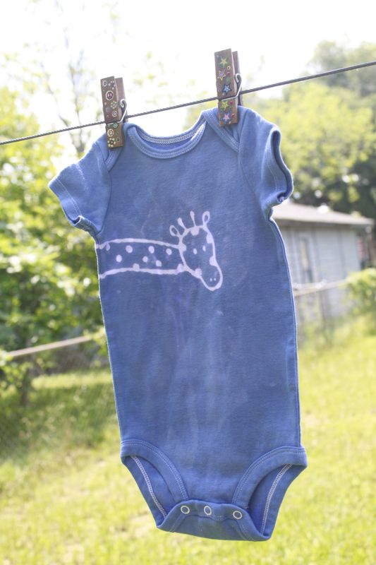 Tip Top the giraffe - Blue hand dyed original design front and back - product image  