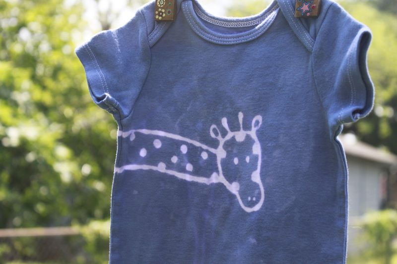 Tip Top the giraffe - Blue hand dyed original design front and back - product image  