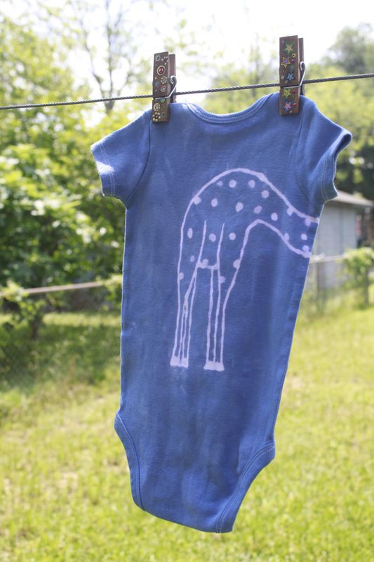 Tip Top the giraffe - Blue hand dyed original design front and back - product image  