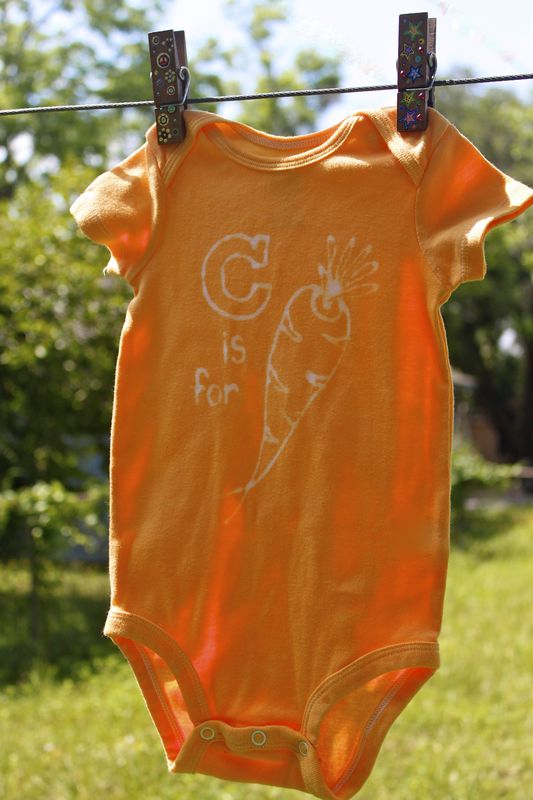 C is for Carrot - Orange hand dyed onesie original design - product image  