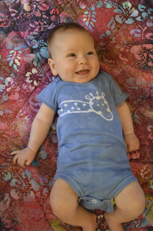 Tip Top the giraffe - Blue hand dyed original design front and back - product image  