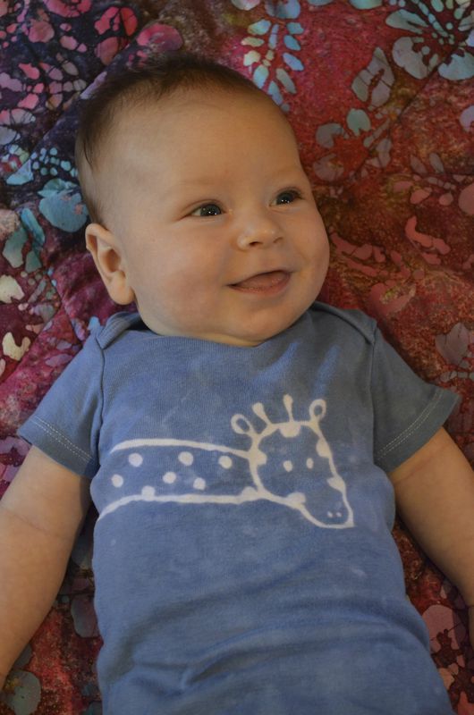 Tip Top the giraffe - Blue hand dyed original design front and back - product image  