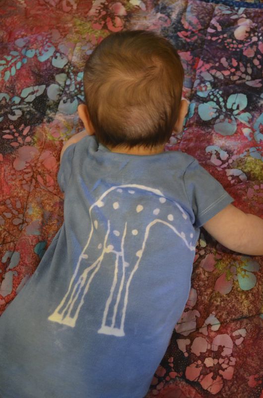 Tip Top the giraffe - Blue hand dyed original design front and back - product image  