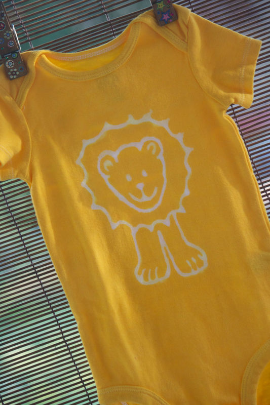 Jonathan the Lion - hand dyed onesie original design front and back - product image  