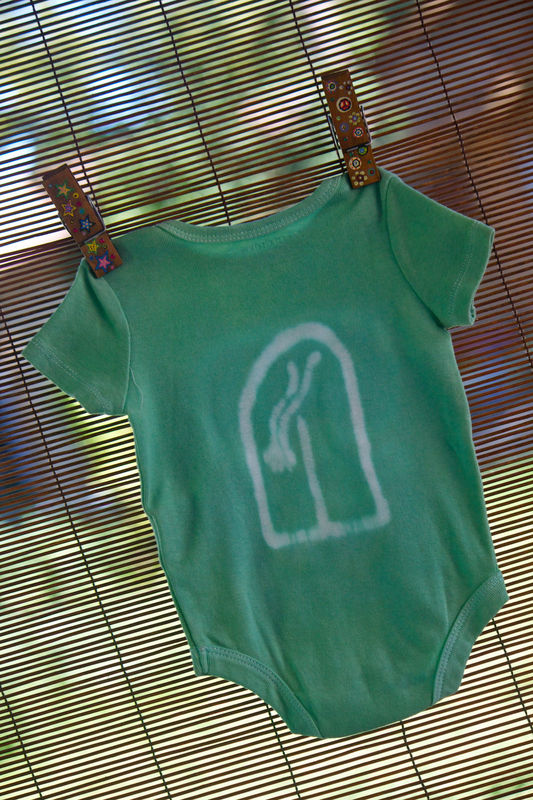 Tupelo the elephant - hand dyed onesie original design front & back - product image  