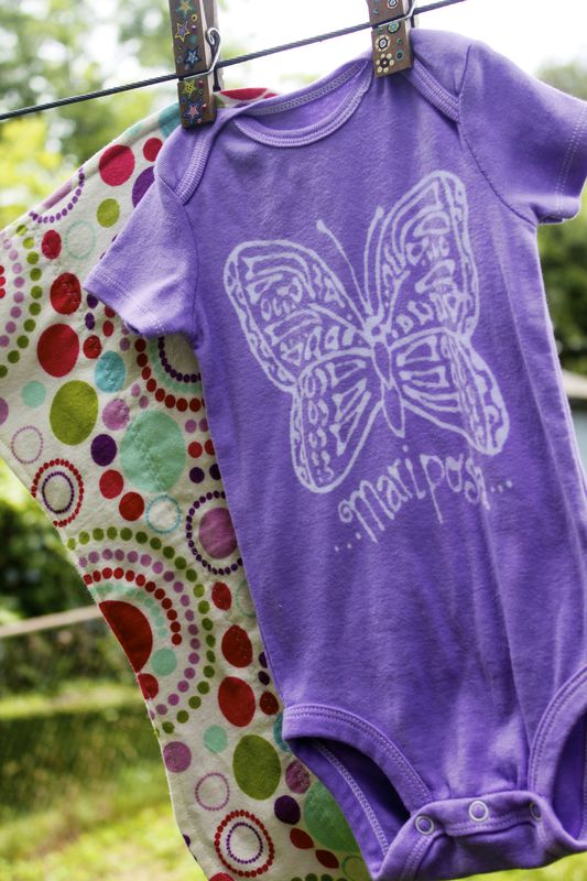 Mariposa/Butterfly gift set- hand dyed onesie and contoured burp cloth - product image  
