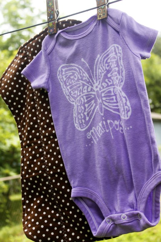 Mariposa/Butterfly gift set- hand dyed onesie and contoured burp cloth - product image  