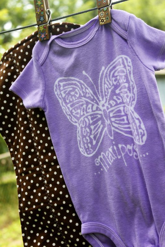 Mariposa/Butterfly gift set- hand dyed onesie and contoured burp cloth - product image  