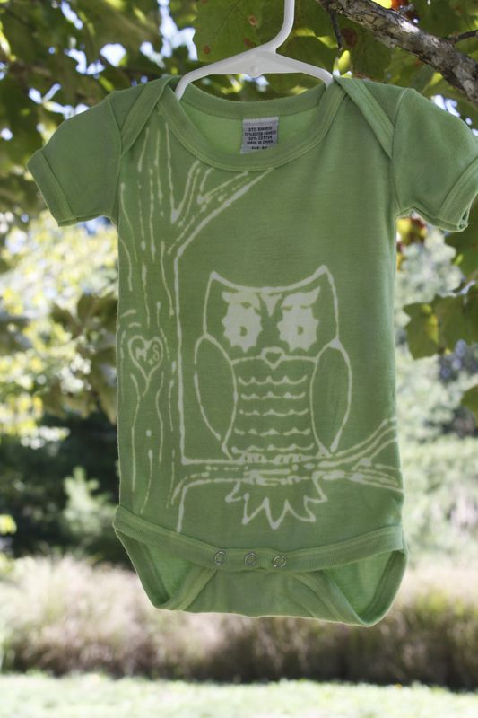 Owl - hand dyed eco friendly bamboo onesie original design - product image  