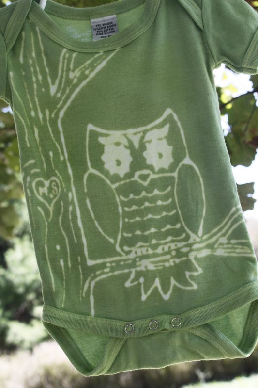 Owl - hand dyed eco friendly bamboo onesie original design - product image  