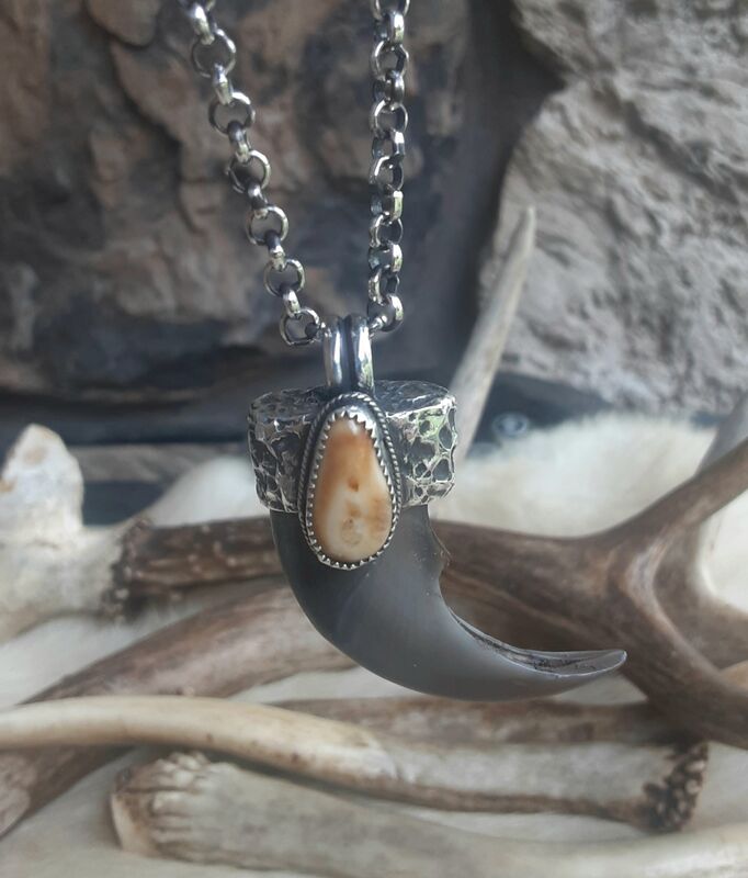 Black Bear claw and Elk Ivory pendant necklace  - product images  of 