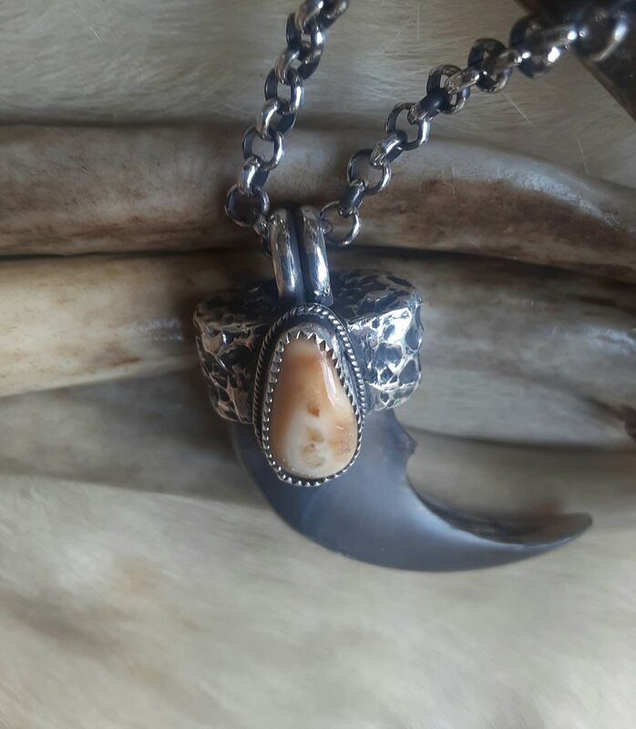 Black Bear claw and Elk Ivory pendant necklace  - product images  of 