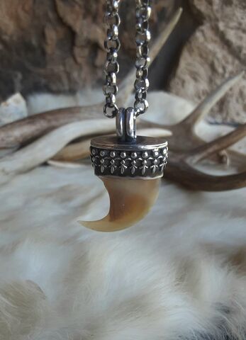 Cougar,claw,and,sterling,silver,pendant,necklace,Bear Country Studio, talisman, hunters necklace, huntress, mans necklace, cougar claw, mountain lion, puma, claw jewelry, spirit animal, totem animal, cat jewelry, sterling silver, silver cat, protection, pagan jewelry  