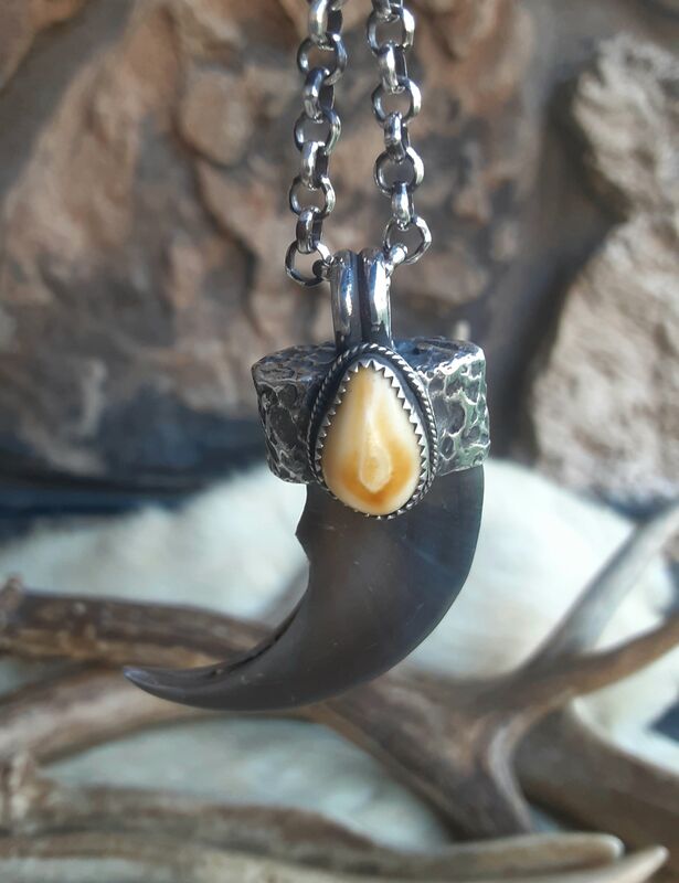 Black Bear claw and Elk Ivory pendant necklace  - product images  of 