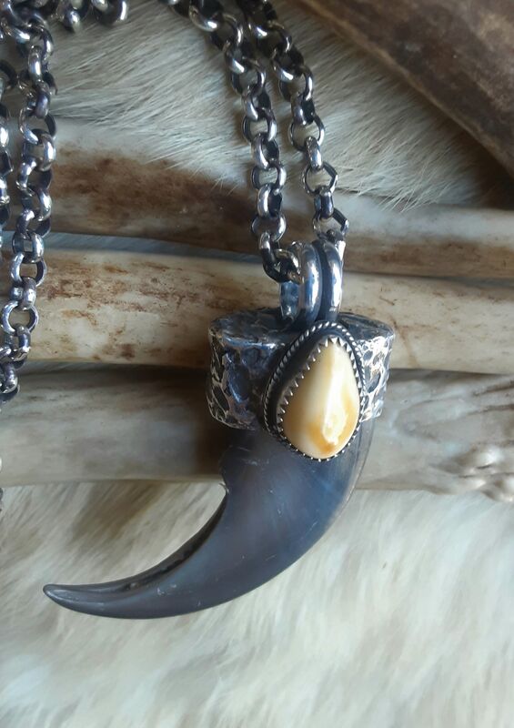Black Bear claw and Elk Ivory pendant necklace  - product images  of 