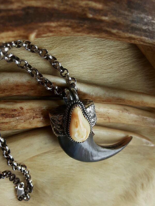 Black Bear claw and Elk Ivory pendant necklace  - product images  of 