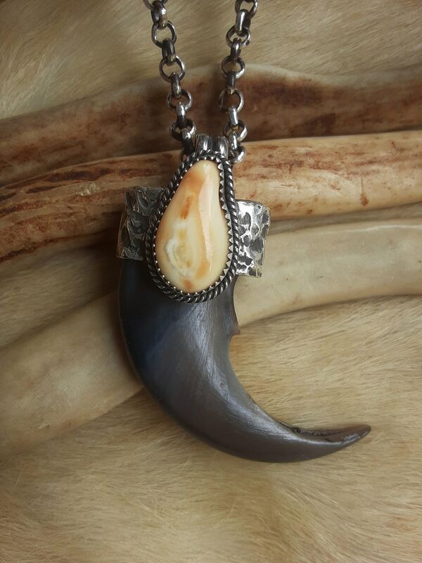 Black Bear claw and Elk Ivory pendant necklace  - product images  of 