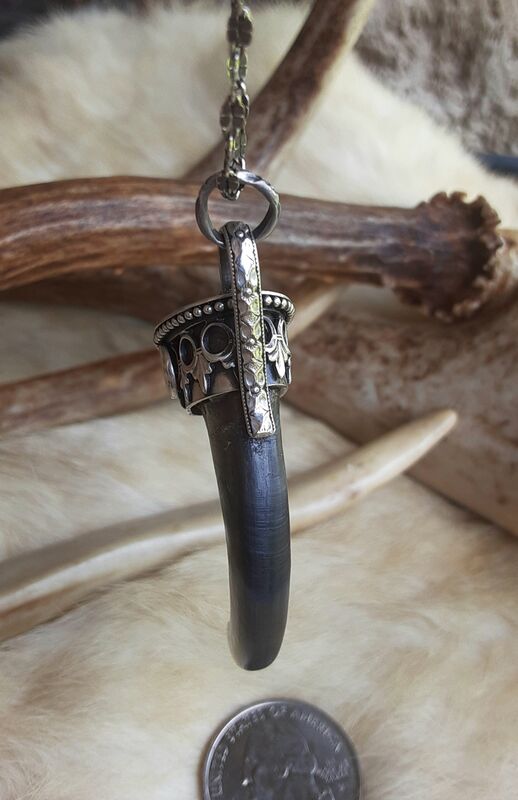 Genuine black bear claw set in a sterling silver cap  and purple Amethyst pendant necklace - product images  of 