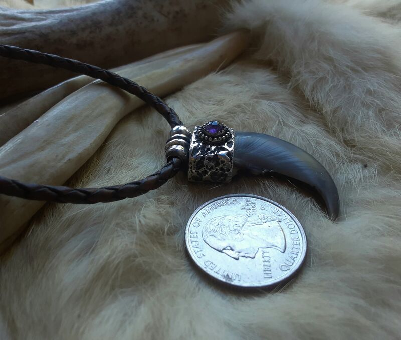 Bear claw and Amethyst pendant choker - product images  of 