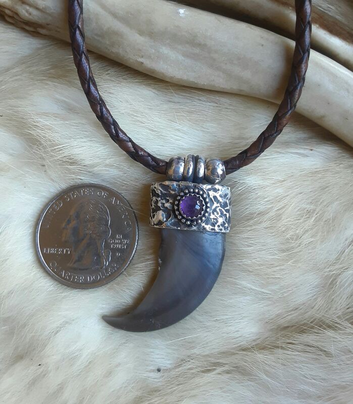 Bear claw and Amethyst pendant choker - product images  of 