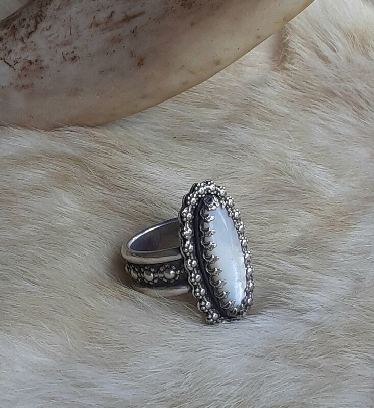 sterling silver and mother of pearl flower ring  - product images  of 