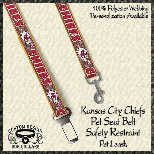 Kansas City Chiefs Dog Collar - Leash - Pet Safety Restraint - Key Fob - product image  