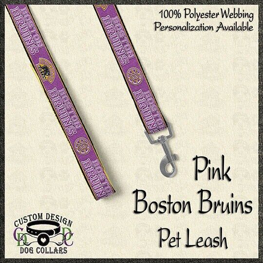 Boston Bruins Ice Hockey Designer Novelty Dog Collar Leash Safety Restraint Pink or Gold NHL - product image  
