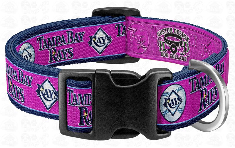 Tampa Bay Rays Baseball Hot Pink or Gold Designer Pet Collar - product image  