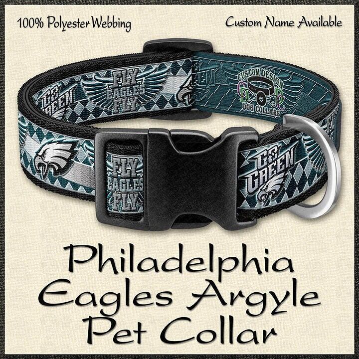 Philadelphia Eagles Argyle Fly Eagles Fly Go Green Designer Dog Collar - product image  