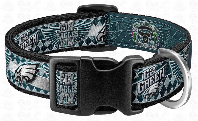 Philadelphia Eagles Argyle Fly Eagles Fly Go Green Designer Dog Collar - product image  