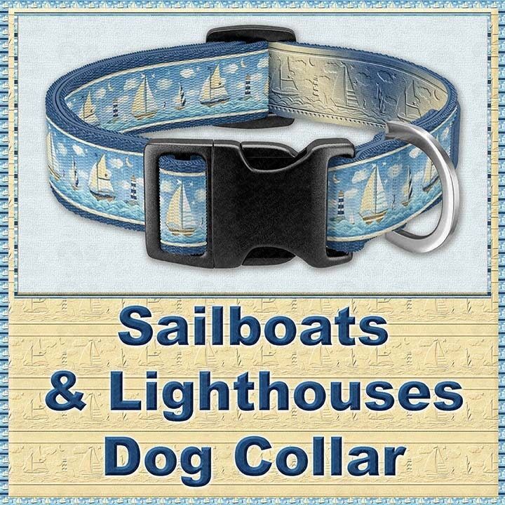 Sailboats & Lighthouses Boating Fan Summer Dog or Cat Pet Collar - product image  
