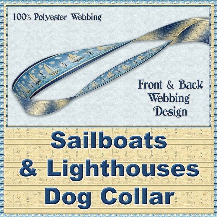Sailboats & Lighthouses Boating Fan Summer Dog or Cat Pet Collar - product image  