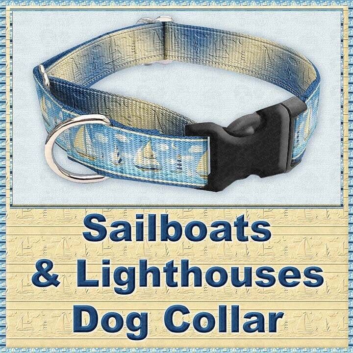 Sailboats & Lighthouses Boating Fan Summer Dog or Cat Pet Collar - product image  