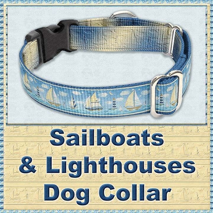 Sailboats & Lighthouses Boating Fan Summer Dog or Cat Pet Collar - product image  