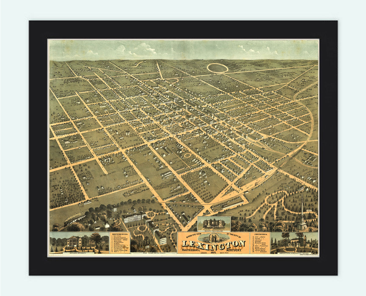 Old Map of Lexington Kentucky 1871 Vintage Map Wall Map Print VINTAGE