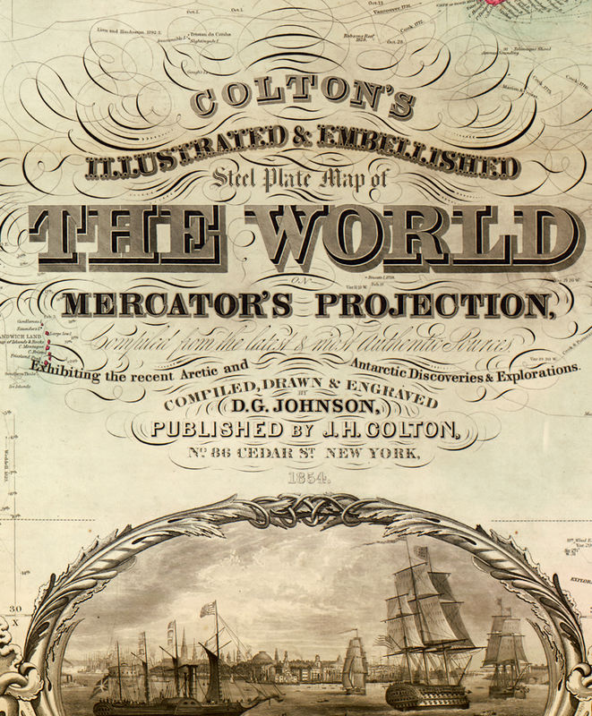 Old World Map Vintage Atlas 1854 - World Map 1854 P1 Grande